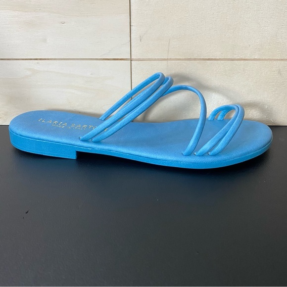 Ilaria Sartori Shoes - Ilaria Sartori Sandals Blue Women's Size 6.5 Shoes Slip-Ons Faux Leather